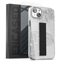 Encased Finger Loop Case Designed for iPhone 14 with Strap Grip and Screen Protector (Clear/White Lace Leaf)
