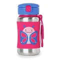 Skip Hop Baby Zoo Little Kid and Toddler Feeding Travel-To-Go Insulated Stainless Steel Straw Bottle,Multi Blossom Butterfly, 12oz