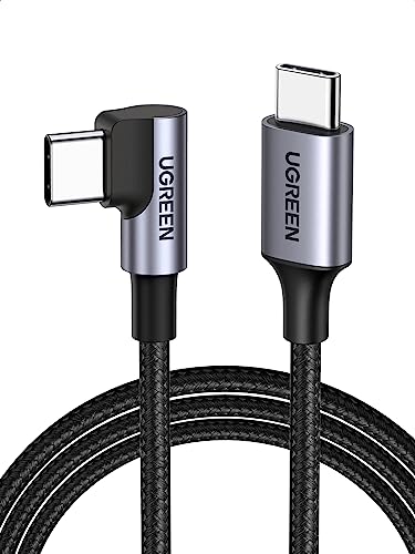 UGREEN 60W USB C to USB C Cable, Right Angle 90 Degree L Shape, PD Fast Charging Cord for iPhone 16 Pro Max/15, Google Pixel 9/8/7, Galaxy S24 Ultra/S23, MacBook Pro, iPad Pro 2024, Switch, 2M