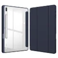 Fintie Hybrid Slim Case for Samsung Galaxy Tab S8 Plus 2022/S7 FE 2021/S7 Plus 2020 12.4 Inch with S Pen Holder, Shockproof Cover with Clear Transparent Back Shell, Auto Wake/Sleep, Navy