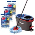 O-Cedar EasyWring RinseClean Microfiber Spin Mop & Bucket Floor Cleaning System with 3 Extra Refills, Grey