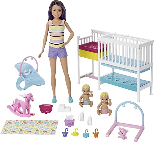 Barbie Skipper Babysitters Inc Nap ‘n' Nurture Nursery Dolls and Playset,Multicolor