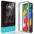 4 Pack LϟK Screen Protector Compatible for Google Pixel 4a 5G 6.2 inch, Not for Pixel 4a 4G, Tempered Glass, New Version, Installation Tray-Gray