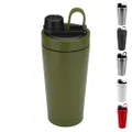 Hydro Flair Stainless Steel Protein Shaker Bottle Insulated Keeps Hot/Cold Dishwasher Safe/Double Wall/Odor Resistant/Sweatproof/Leakproof/BPA Free 20 oz (Marine Green)