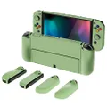 PlayVital AlterGrips Protective Slim Case for Nintendo Switch OLED, Ergonomic Grip Cover for Joycon, Dockable Hard Shell for Switch OLED w/Thumb Grip Caps & Button Caps - Matcha Green