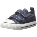 Converse Kids' Chuck Taylor All Star 2v Leather Low Top Sneaker, Navy/White, 3 Infant