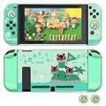 FANPL Dockable Case for Nintendo Switch, Protective Case Cover for Nintendo Switch and Joy Con Controller with 2 Marshal Design Thumb Grips - (for Animal Crossing Island Version)