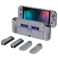 PlayVital AlterGrips Protective Slim Case for Nintendo Switch OLED, Ergonomic Grip Cover for Joycon, Dockable Hard Shell for Switch OLED w/Thumb Grip Caps & Button Caps - Classics SNES Style