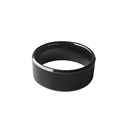 HECERE Waterproof Ceramic NFC Ring, NFC Forum Type 2 215 496 bytes Chip Universal for Mobile Phone, All-round Sensing Technology Wearable Smart Ring, Wide Surface Fasion Ring for Men or Women (7#)