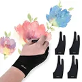 OTraki 4 Pack Artist Gloves for Drawing Tablet Free Size with Two Fingers for Graphics Pad Painting Good for Right or Left Hand - 2.95 x 7.87 inch