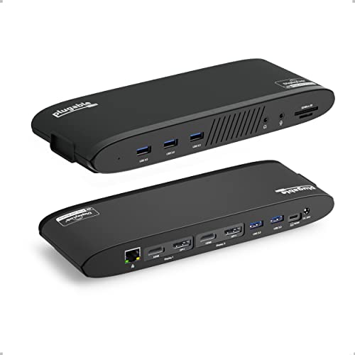 Plugable 13-in-1 USB C Docking Station Dual Monitor, 100W Charging, Dual 4K Displays 2x HDMI or 2x DisplayPort, Compatible with Mac, Windows, Thunderbolt 3/4, USB-C (5x USB, Ethernet, SD Card Reader
