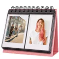 [Fujifilm Instax Mini Photo Album] 68 Pockets Desk Calendar Album for Fuji Instant Mini 70 7s 8 8+ 9 11 25 50s 90, Polaroid Z2300, Polaroid PIC-300P Film (Pink)