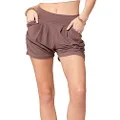 Premium Ultra Soft Harem High Waisted Shorts for Women with Pockets - Solid Vintage Violet - Small - Medium