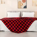 BEDELITE Fleece Throw Blanket Queen Size for Couch Sofa Bed, Buffalo Plaid Decor Red and Black Checkered Blanket, Cozy Fuzzy Soft Lightweight Warm Blankets for Winter and Spring