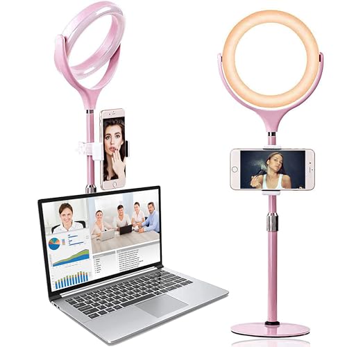 Zoom Lighting for Computer Ring Light with Stand and Phone Holder, Desk Ring Light for Zoom Call Meeting Video Recording - Stream Lighting for YouTube Instagram Podcast Tiktok