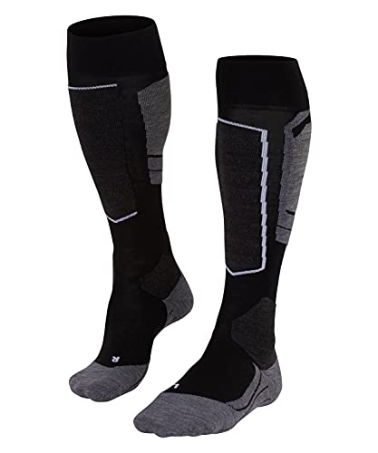 FALKE womens SK4 Skiing Socks - Merino Wool Blend, Black (Black-Mix 3010), US 6.5-7.5 (EU 37-38 Ι UK 4-5), 1 Pair
