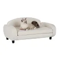 Paws & Purrs Modern Pet Sofa 31.5" Wide Low Back Lounging Bed with Removable Mattress Cover in Espresso/Oatmeal
