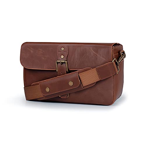 MegaGear Leather Camera Messenger Bag for Mirrorless, Instant and DSLR Cameras