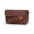 MegaGear MG1526 Leather Camera Messenger Bag for Mirrorless, Instant and DSLR Cameras - Dark Brown, Compact