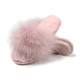 Women's Furry Fur Slippers Memory Foam House Slippers House Shoes(Dark Pink,6.5-7)