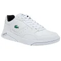 Lacoste Men's Game Advance Luxe Leather Sneakers, White & Black, 10.5 US