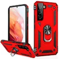 LUMARKE Compatible with Galaxy S22 Case,Military Grade Pass 16ft Drop Test Shockproof Heavy Duty Protective Phone Case with Magnetic Kickstand for Samsung Galaxy S22 6.1" Red