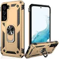 LUMARKE Compatible with Galaxy S22 Case,Military Grade Pass 16ft Drop Test Shockproof Heavy Duty Protective Phone Case with Magnetic Kickstand for Samsung Galaxy S22 6.1" Gold
