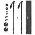 Cascade Mountain Tech Trekking Poles - Ultralight 2 Piece Carbon Fiber Walking or Hiking Sticks with Quick Adjustable Locks (Set of 2), Black