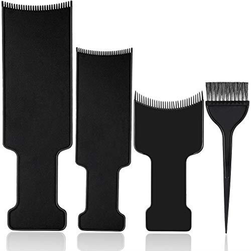4 Pieces Balayage Highlighting Board with Teeth Hair Dye Paddle Highlighting Brush cooboard for Balayage Board Comb for Hair Dye