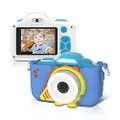 myFirst Camera 3 Mini Camera for Kids Christmas Birthday Gift for Boys Girls Adults Age 4-15 for Travel with Extra Selfie Lens 12MP HD Video Camera with Free Shockproof Case and Neck Lanyard (Blue)