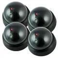 Dummy Security Camera Fake Camera Outdoors Dummy Dome Wireless Surveillance System Motion Light Realistic Look with Flashing Red LED Light 4 Pack