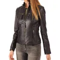 KYZER KRAFT Womens Leather Jacket Zippers Real Lambskin Leather Jacket for Womens, Black21, X-Large