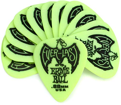 Ernie Ball Everlast Guitar Picks, Green .88mm, 12-pack (P09191)