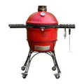 Kamado Joe® Classic Joe™ Series II 18-inch Ceramic Charcoal Grill and Smoker, in Red, with Cart, Side Shelves, 250 Cooking Square Inches, 2-Tier Flexible Cooking System, Model KJ23RHC