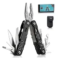 RoverTac Multitool Pocket Knife Camping Tool Fishing Pliers Safety Lock 12 in 1 Knife Screwdriver Bottle Opener Saw Durable Sheath Unique Gifts for Men Women