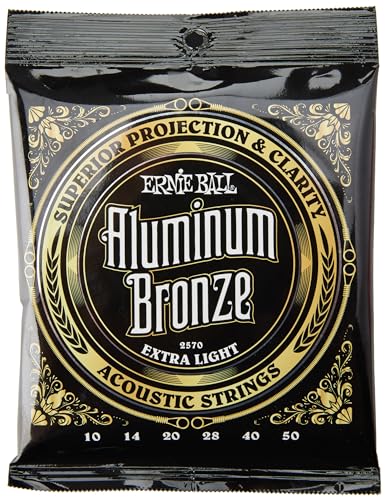 Ernie Ball Extra Light Aluminum Bronze Acoustic Guitar Strings, 10-50 Gauge (P02570)
