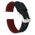 20mm Black/Crimson Red -BARTON WATCH BANDS Elite Silicone Watch Bands - Quick Release - Choose Strap Color & Width