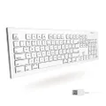 Macally Full Size USB Wired Keyboard (MKEYE) for Mac and PC (White) w/ Shortcut Hot Keys