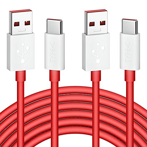 Jelanry OnePlus 8 Pro Wrap Charging Cable, 6ft USB Type C Cable for OnePlus 6T Dash Charging Cable Rapid Data Syncing Rubber Coating Fast Charger Cable for OnePlus 8 7T 7 Pro 6T 5 5T 3 3T Red 2Pack