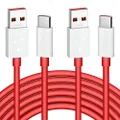 Jelanry OnePlus 8 Pro Wrap Charging Cable, 6ft USB Type C Cable for OnePlus 6T Dash Charging Cable Rapid Data Syncing Rubber Coating Fast Charger Cable for OnePlus 8 7T 7 Pro 6T 5 5T 3 3T Red 2Pack