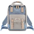 Himawari School Functional Travel Waterproof Backpack Bag for Men & Women | 14.9"x11.1"x5.9" | Holds 13-in Laptop (Beige & blue)