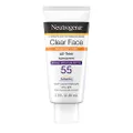 Neutrogena Clear Face Liquid Lotion Sunscreen for Acne-Prone Skin, Broad Spectrum SPF 55 with Helioplex Technology, Oil-Free, Fragrance-Free & Non-Comedogenic, 88 ml