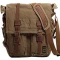 Berchirly Vintage Military Men Canvas Messenger Bag Travel Shoulder Bags for 14.7Inch Laptop