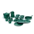 GSI Outdoors Pioneer Enamelware Camp Set with All Your Camping Needs For Four with Pot, Pan, Table Setting and Percolator in Durable and Classic Design