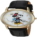 Disney Minnie Mouse Adult Classic Cardiff Articulating Hands Analog Quartz Leather Strap Watch, Black