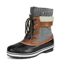 DREAM PAIRS Women's Mid Calf WaterProof Winter Snow Boots, Black Grey, 5