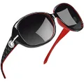 Joopin Polarized Sunglasses for Women Vintage Big Frame Sun Glasses Ladies Shades (Red)