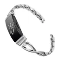 Compatible Inspire Women TRUMiRR Solid Stainless Steel & Rhinestone Diamond Watchband Jewelry Strap Feminine Cuff Bracelet for Fitbit Inspire 2 / Inspire HR Smart Watch