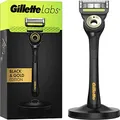 Gillette Labs Men's Razor + 1 Razor Blade Refill, with Exfoliating Bar, Includes Premium Magnetic Stand, Black & Gold Edition