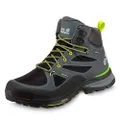 Jack Wolfskin Men's High Rise Hiking Shoes Walking Boots, Dark Grey/Lime, 12